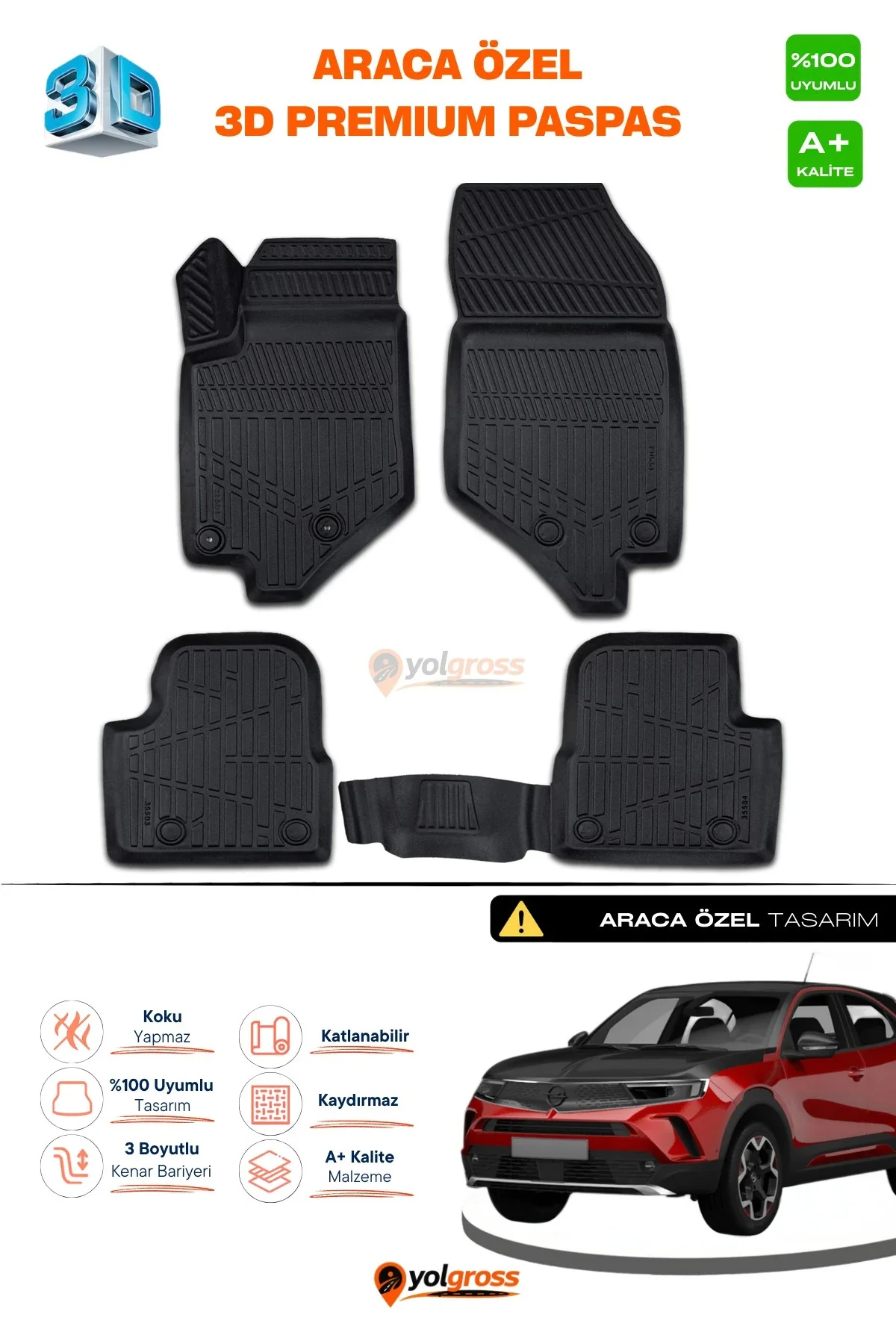 Opel Mokka 2 3D Pro Havuzlu Paspas 2020 Üzeri A+ Kalite Opel Mokka 2 3D Pro Havuzlu Paspas 2020 Üzeri A+ Kalite