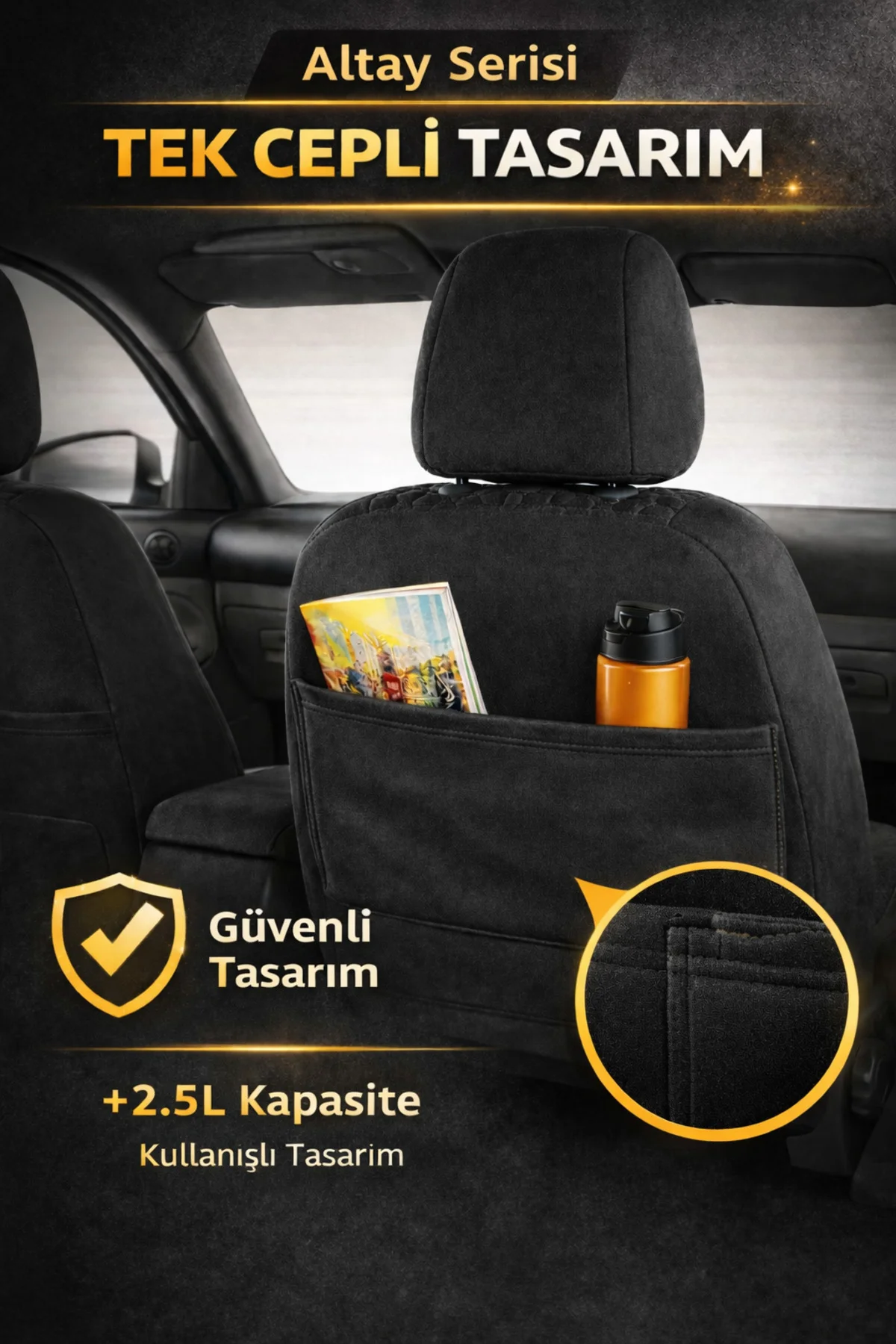 Opel Mokka 2012-2015 2+1 Arka Sırt Oturak Uyumlu Altay Serisi Siyah Beyaz Koltuk Kılıfı