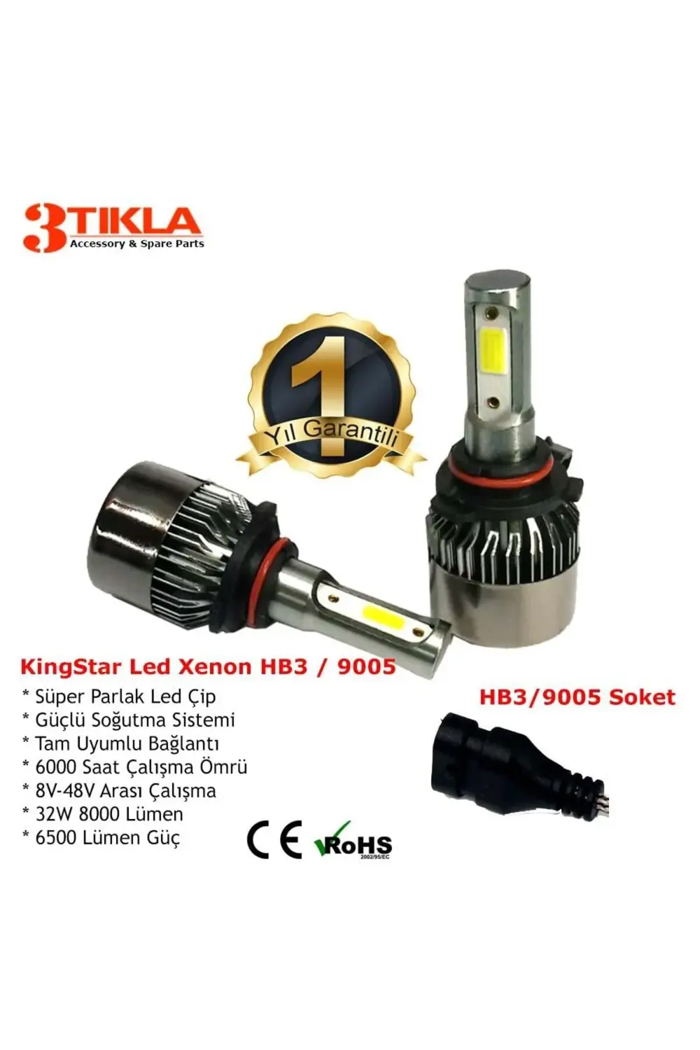 Opel Mokka 2012-2016 HB3 9005 Uzun Far Beyaz Led Xenon Şimşek Etk