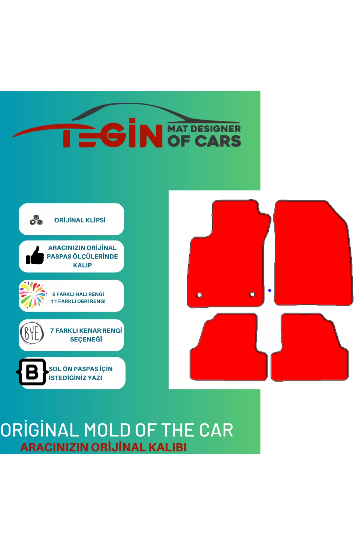 Opel Mokka 2012 Ve Sonrası Prime Siyah Halı Kırmızı Kenar Halı Pa