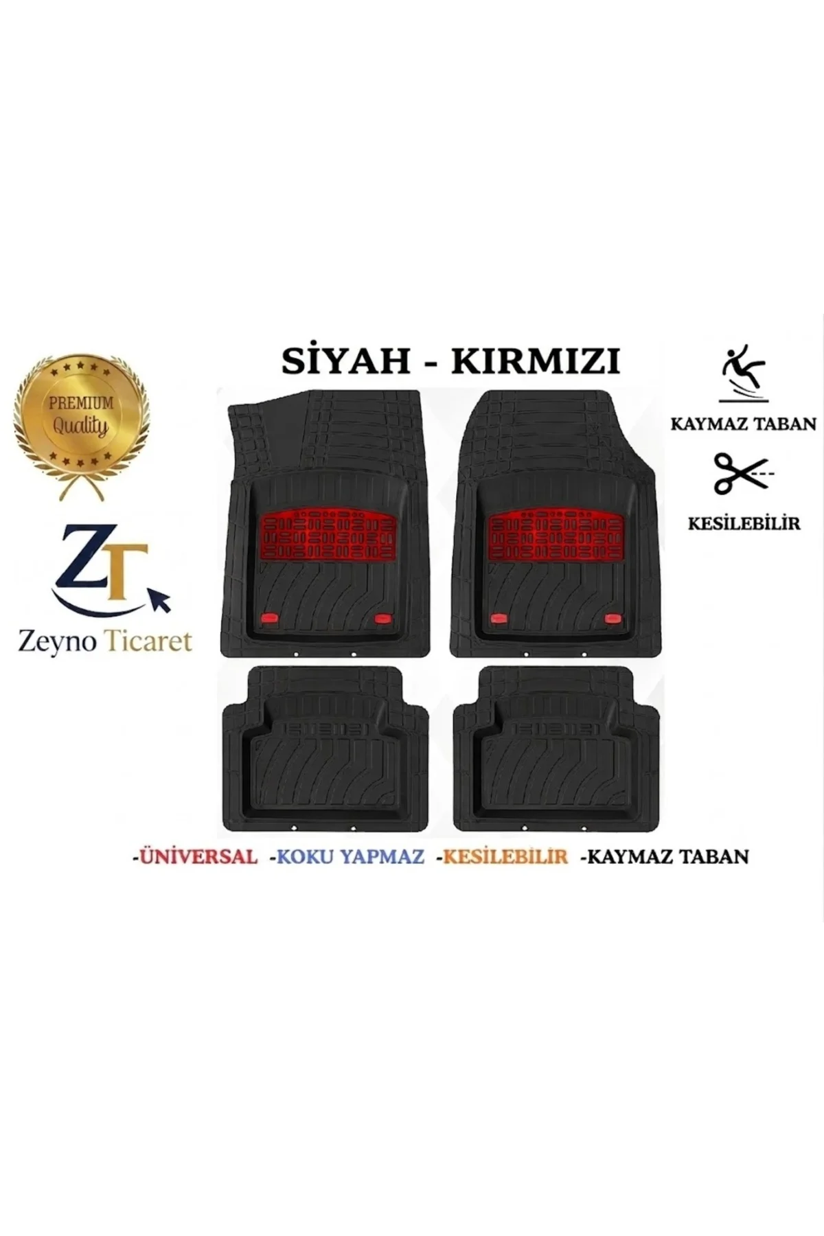 Opel Mokka 2013 Uyumlu 4 Cm Derin Havuzlu 3D Universal Oto Paspas Siyah-Kırmızı