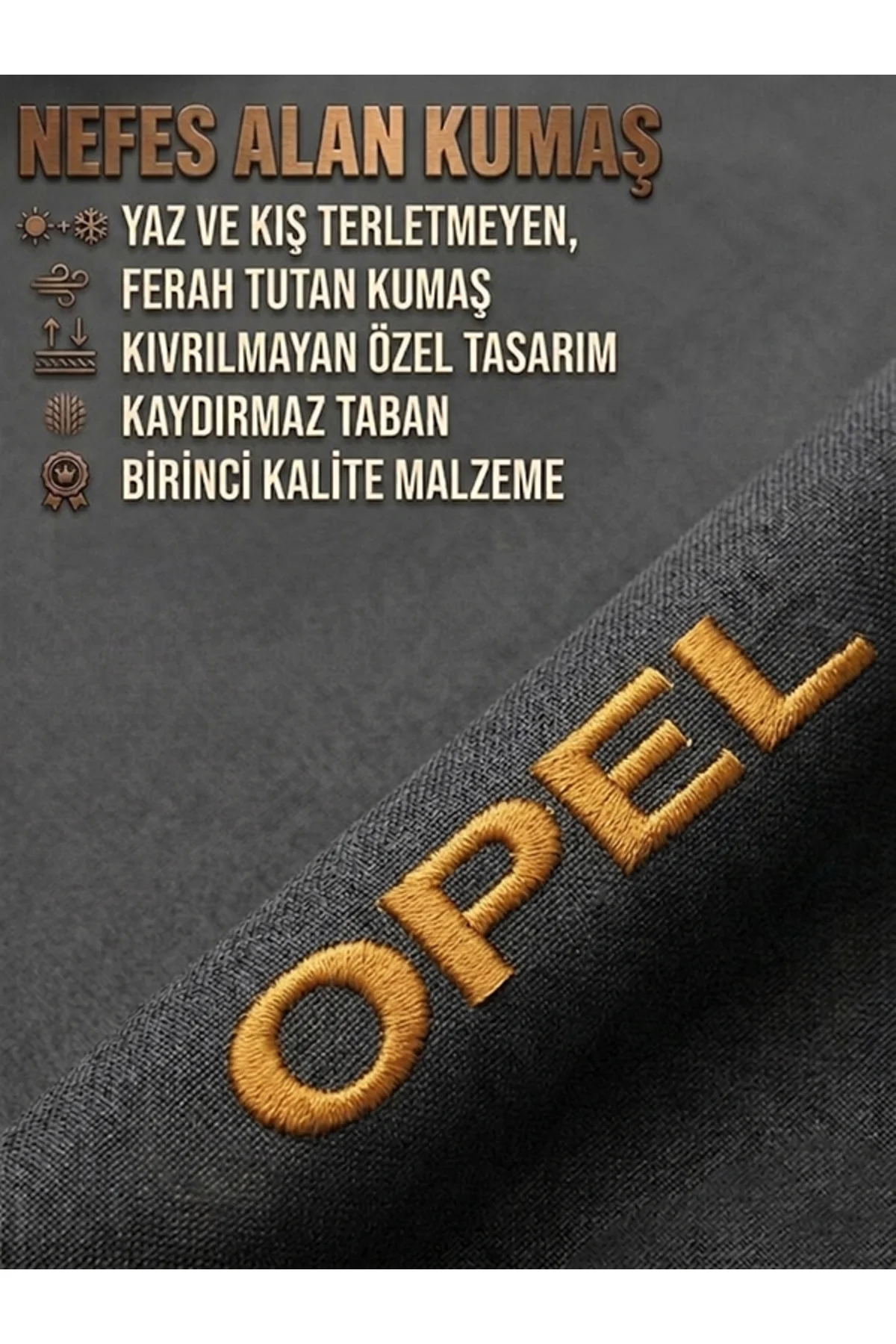Opel Uyumlu Keten Füme Oto Koltuk Minderi Kaydırmaz Terletmez Ortopedik Konfor - Görsel 3