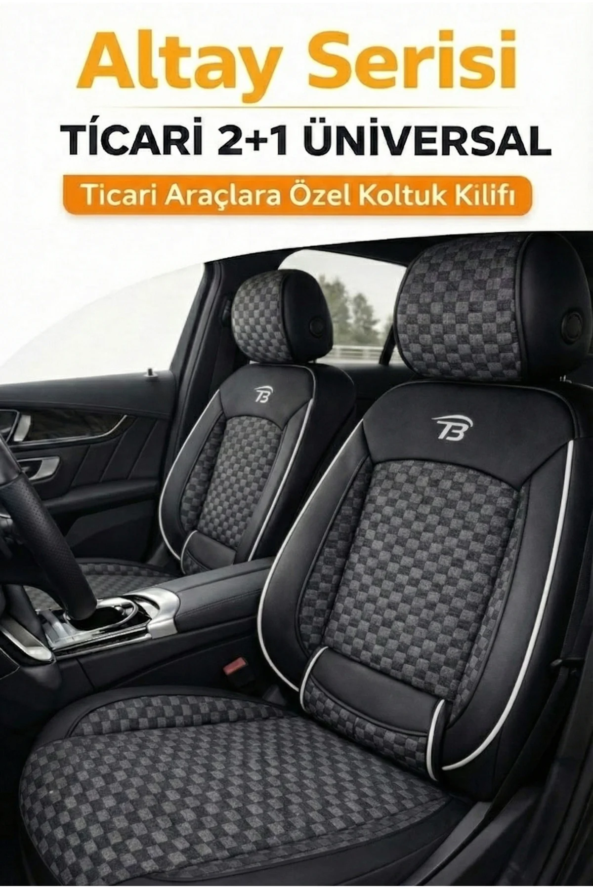 Opel Vectra 1996-2001 2+1 Arka Sırt Oturak Uyumlu Altay Serisi Siyah Beyaz Koltuk Kılıfı