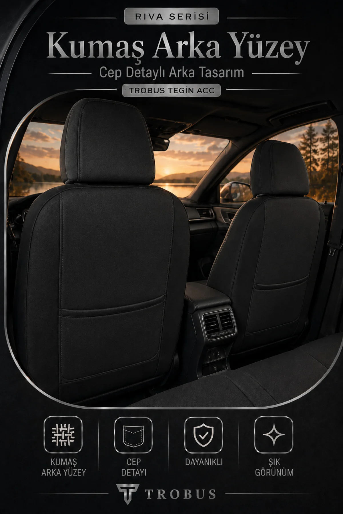 Opel Vectra 2002-2009 Uyumlu Riva Serisi Tay Tüyü Otropedik Gri Siyah Premium Koltuk Kılıfı