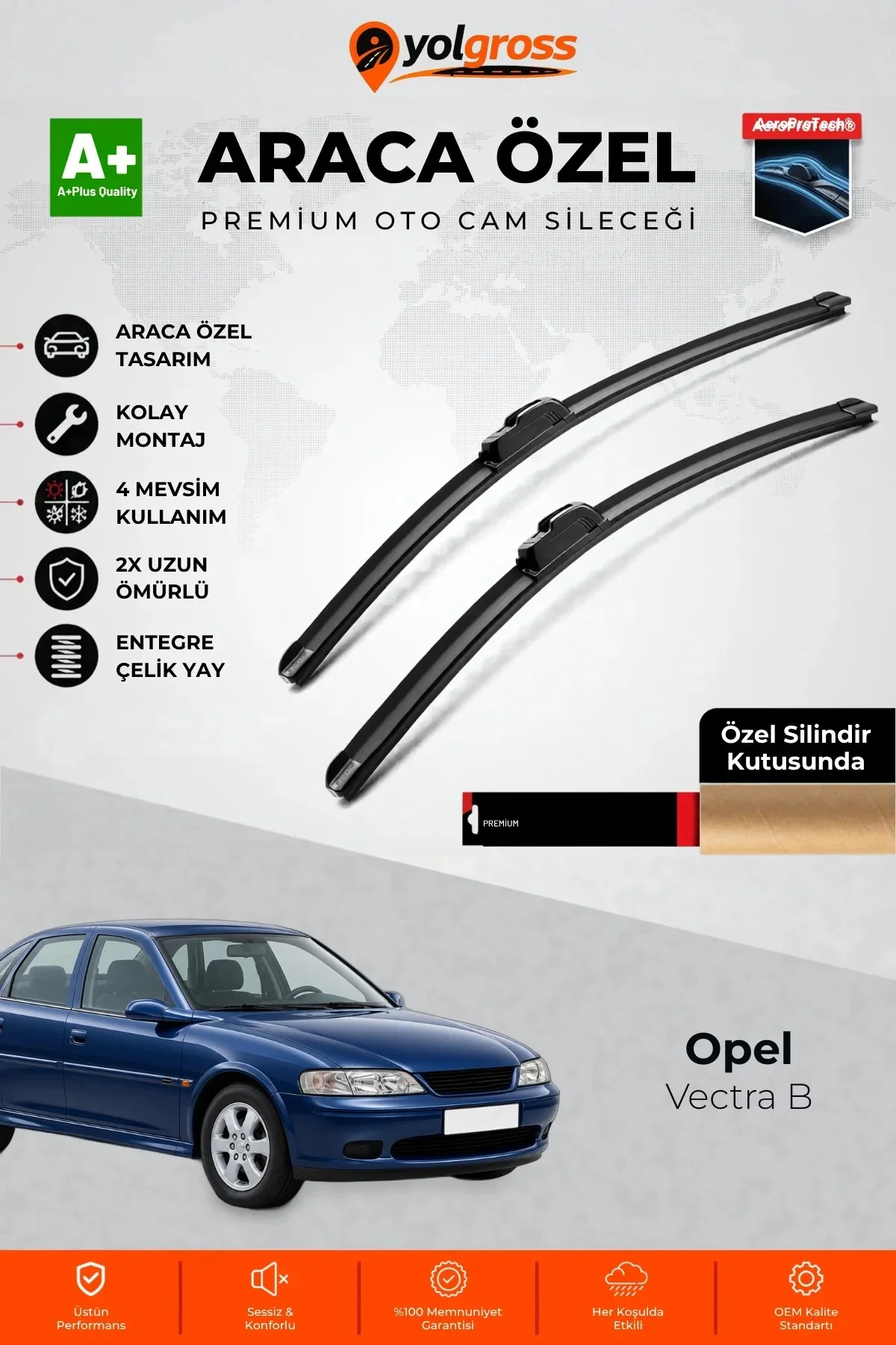 Opel Vectra B Ön Cam Silecek Seti 1995-2002 Premium Araca Özel 48-48 Cm A+ Kalite