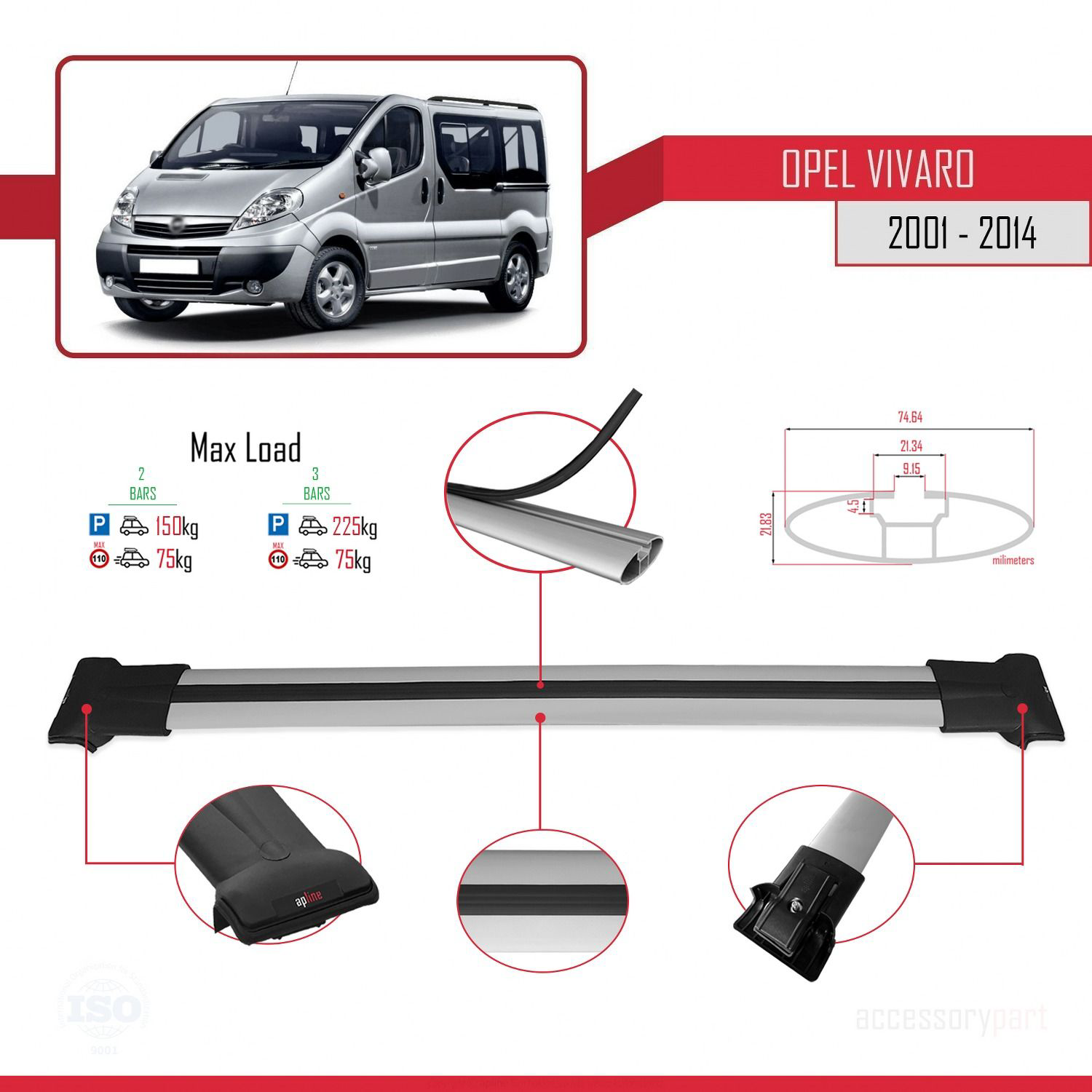 Opel Vivaro 2001-2014 Arası ile uyumlu FLY Model Ara Atkı Tavan B
