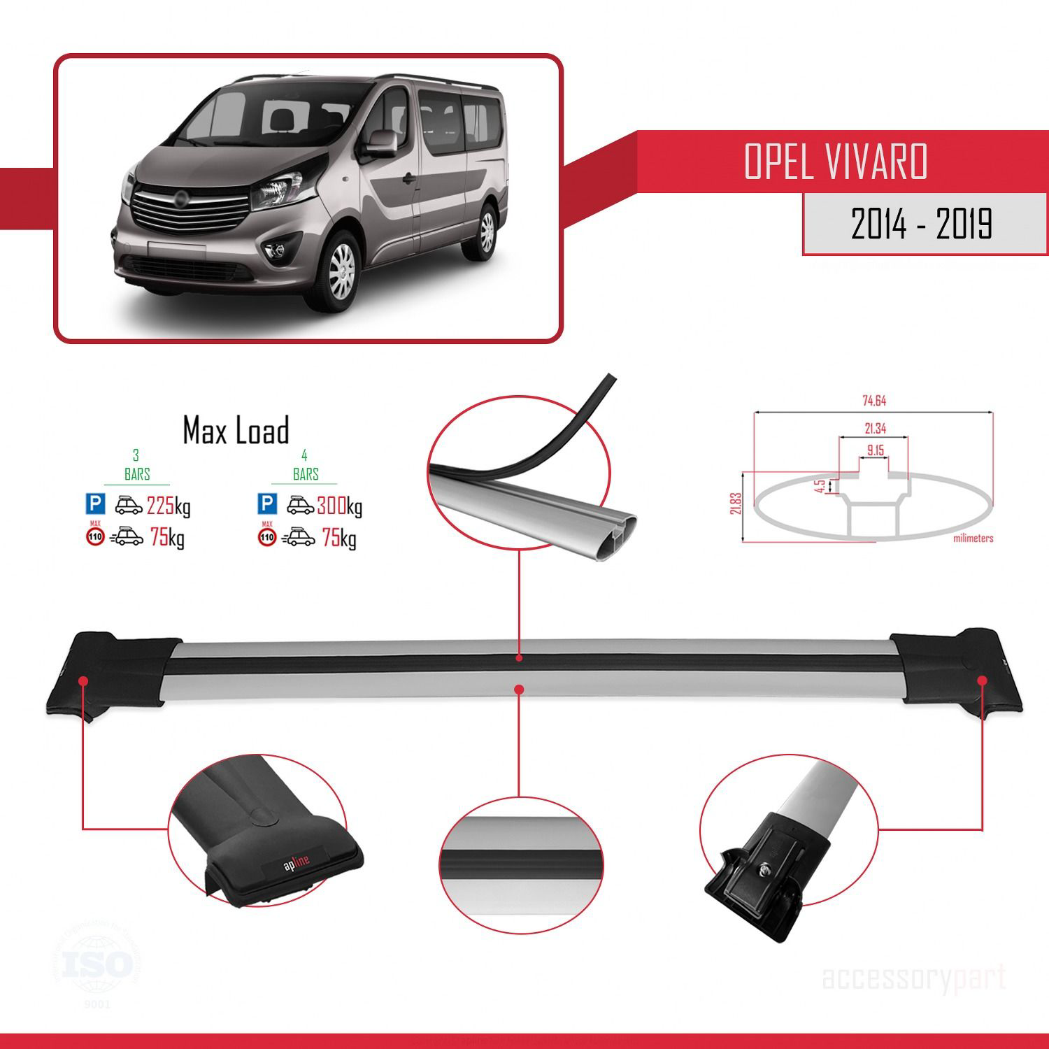 Opel Vivaro 2014-2019 Arası ile uyumlu FLY Model Ara Atkı Tavan B