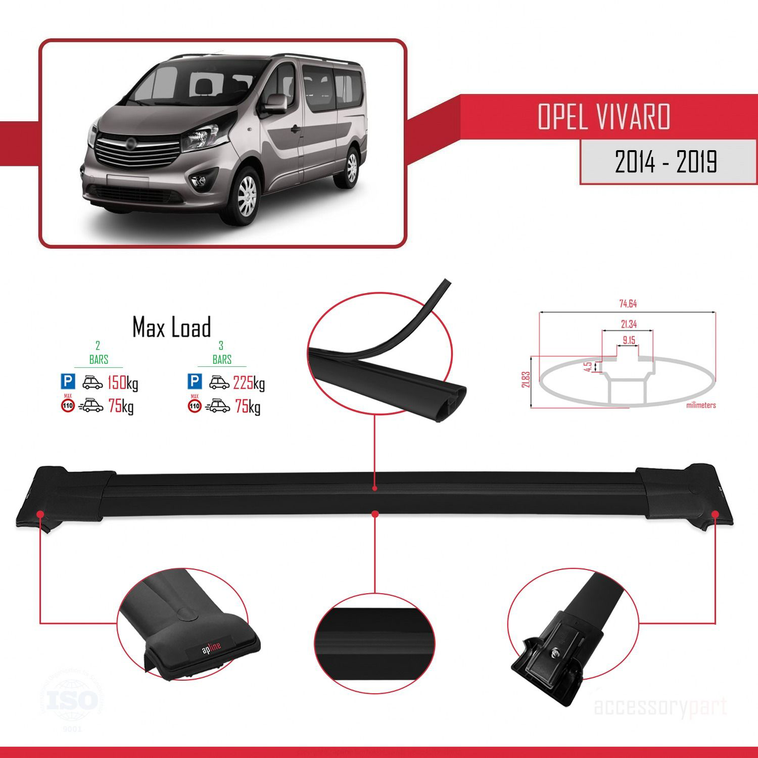 Opel Vivaro 2014-2019 Arası ile uyumlu FLY Model Ara Atkı Tavan B