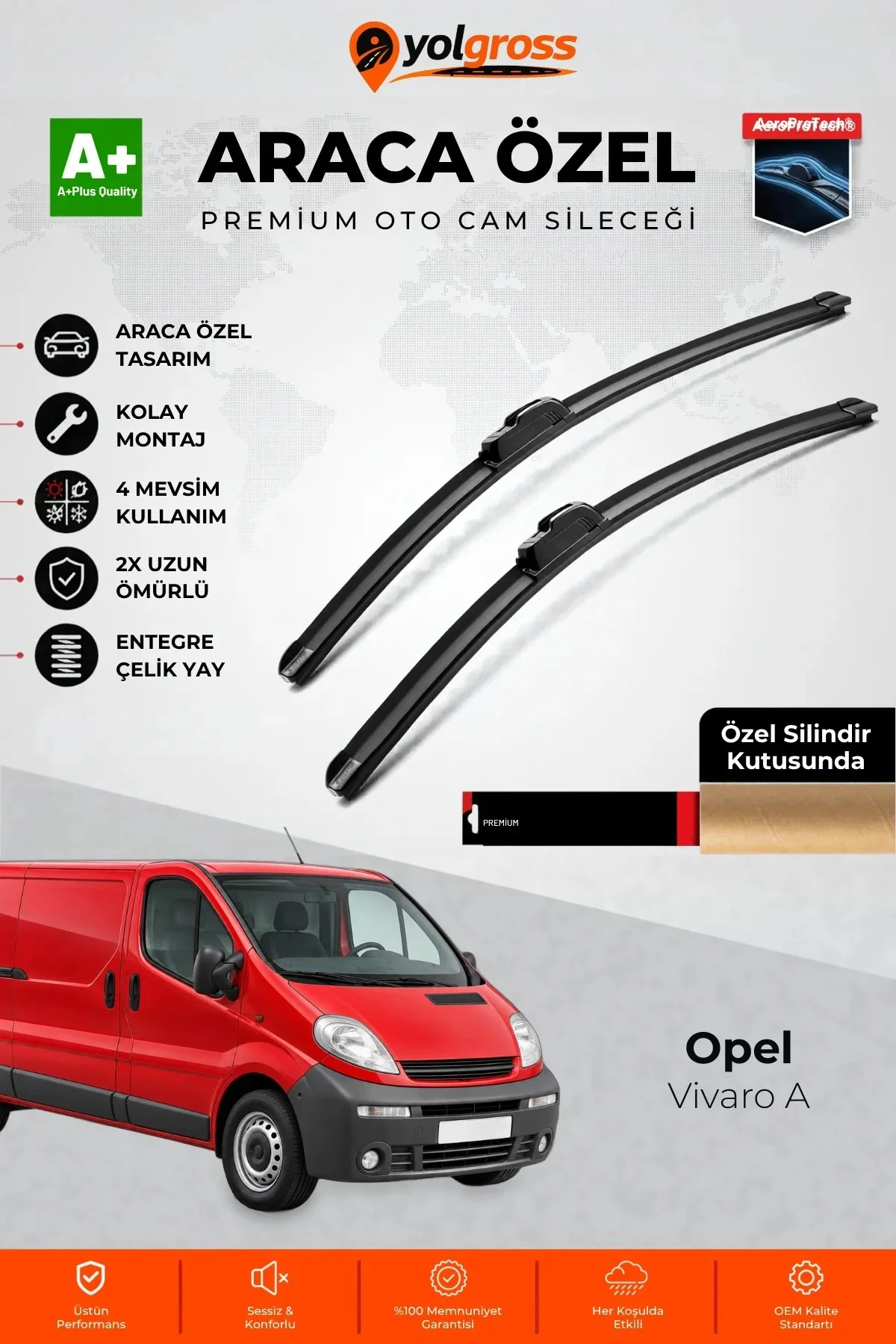 Opel Vivaro A Ön Cam Silecek Seti 2001-2014 Premium Araca Özel 60-53 Cm A+ Kalite