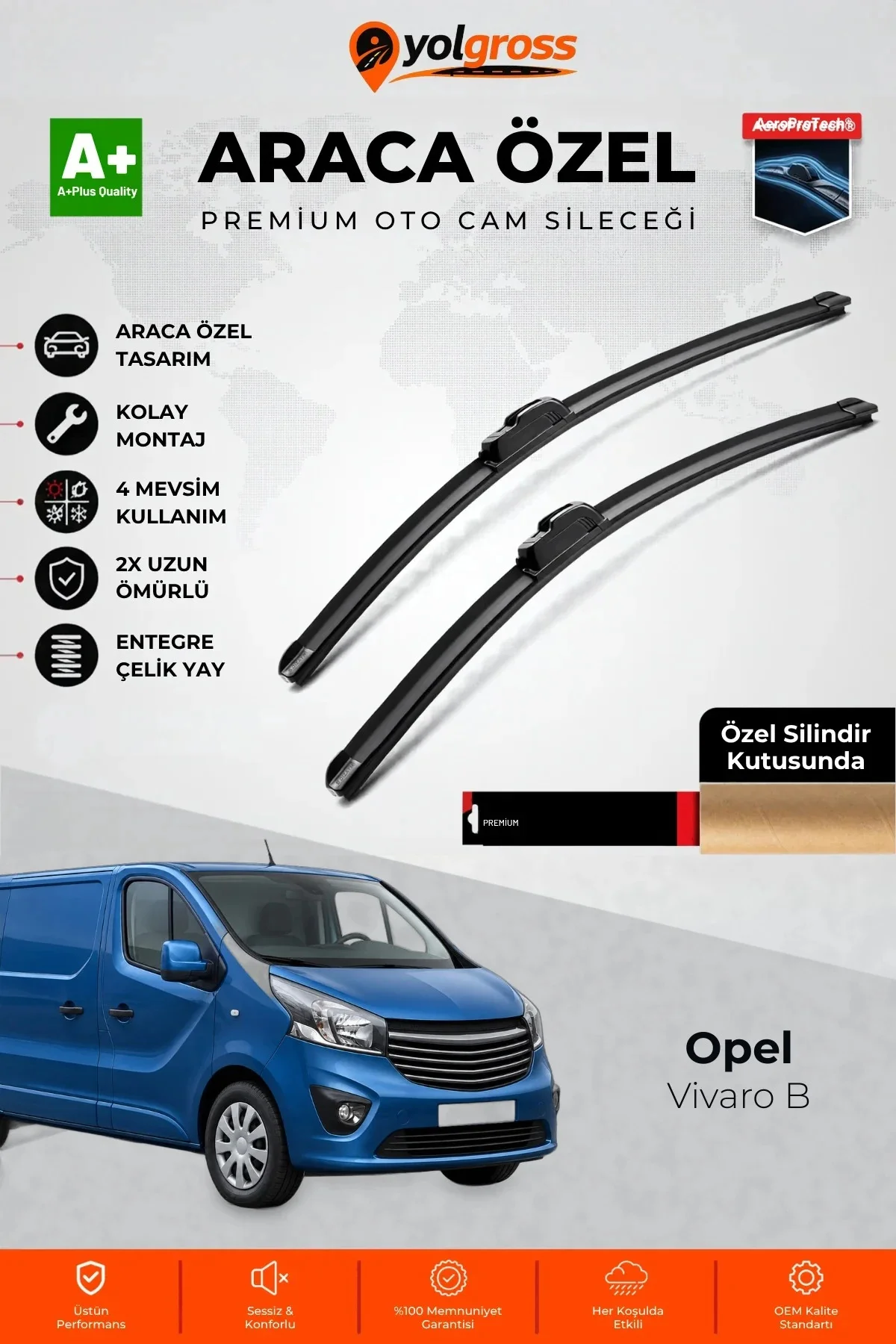 Opel Vivaro B Ön Cam Silecek Seti 2014-2019 Premium Araca Özel 65-48 Cm A+ Kalite