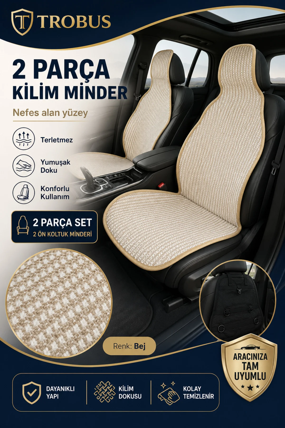 Opel ZAFİRA 5 7 KİŞİ 2003-2011 Uyumlu Örme Ön 2 Parça Oto Koltuk Minderi Terletmez Kaymaz Taban Bej Fiyatı, Yorumları ve Özellikleri
