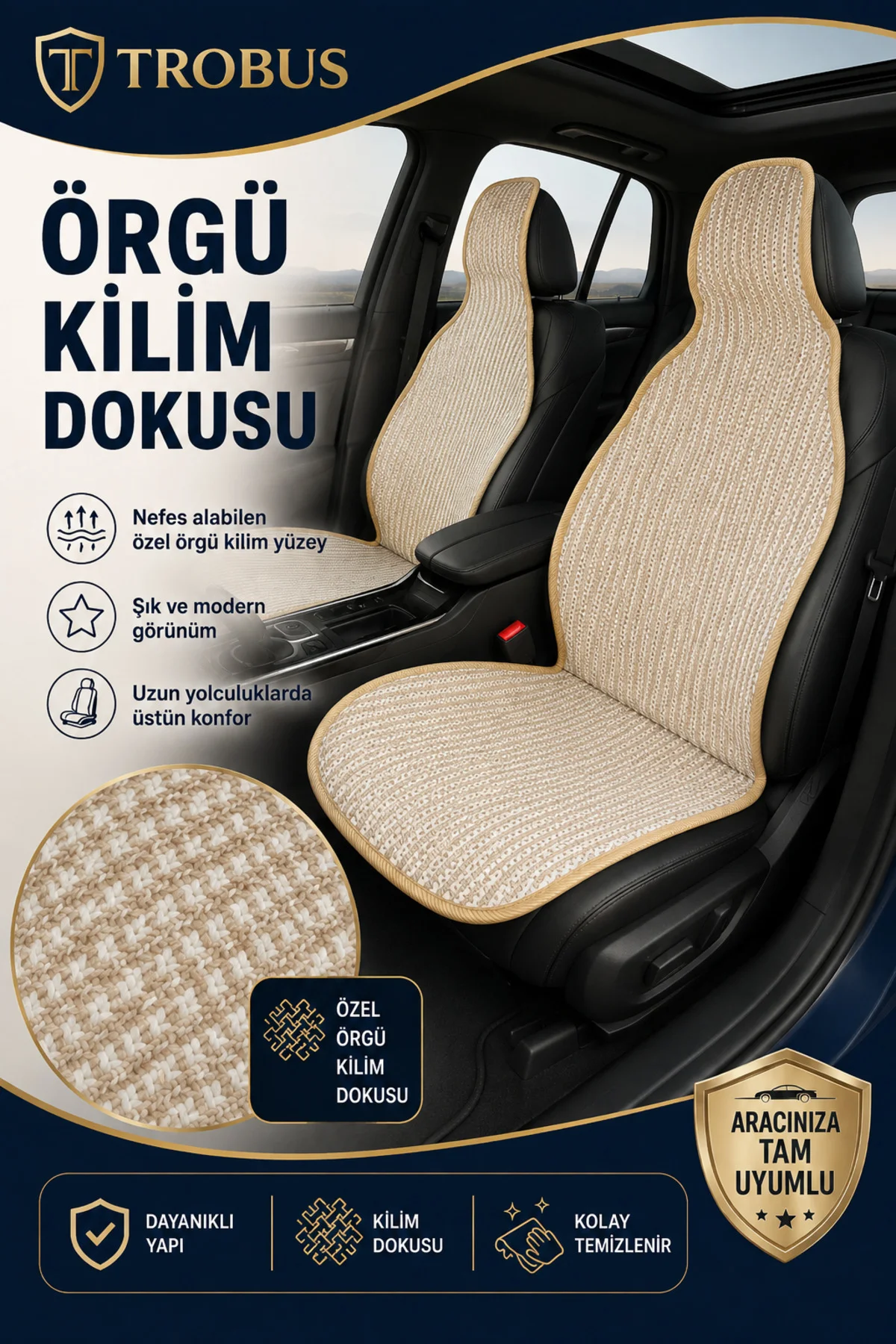 Opel ZAFİRA 5 7 KİŞİ 2003-2011 Uyumlu Örme Ön 2 Parça Oto Koltuk Minderi Terletmez Kaymaz Taban Bej Fiyatı, Yorumları ve Özellikleri