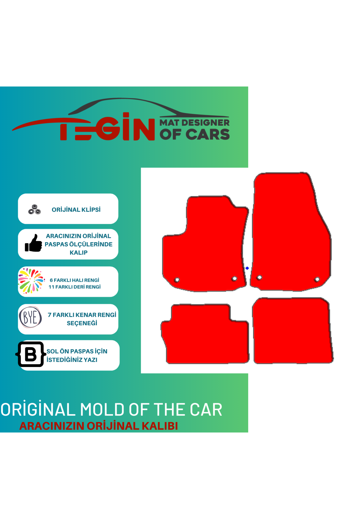 Opel Zafira B 2005-2014 Prime Siyah Kırmızı Deri Sarı Kenar Paspa