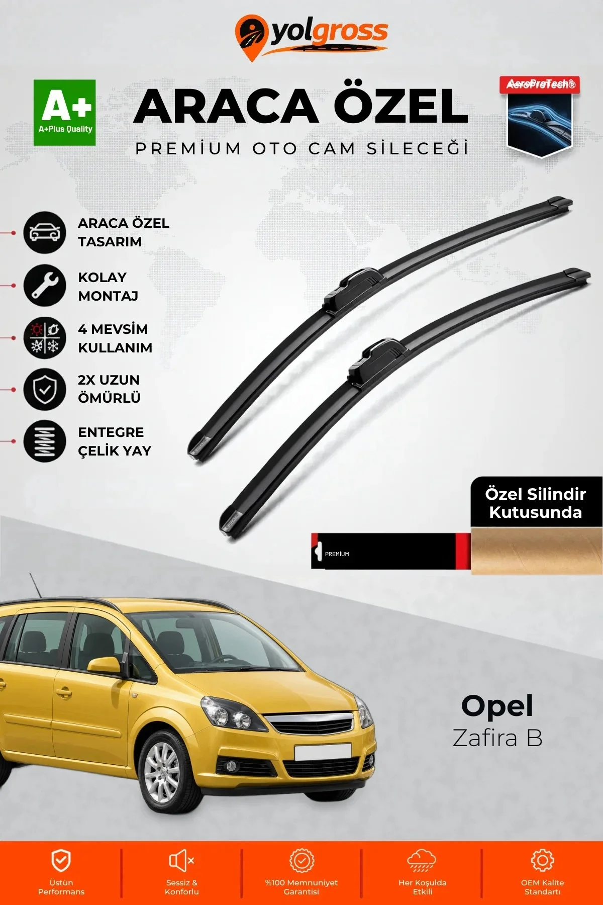 Opel Zafira B Ön Cam Silecek Seti 2005-2015 Premium Araca Özel 70-55 Cm A+ Kalite Opel Zafira B Ön Cam Silecek Seti 2005-2015 Premium Araca Özel 70-55 Cm A+ Kalite