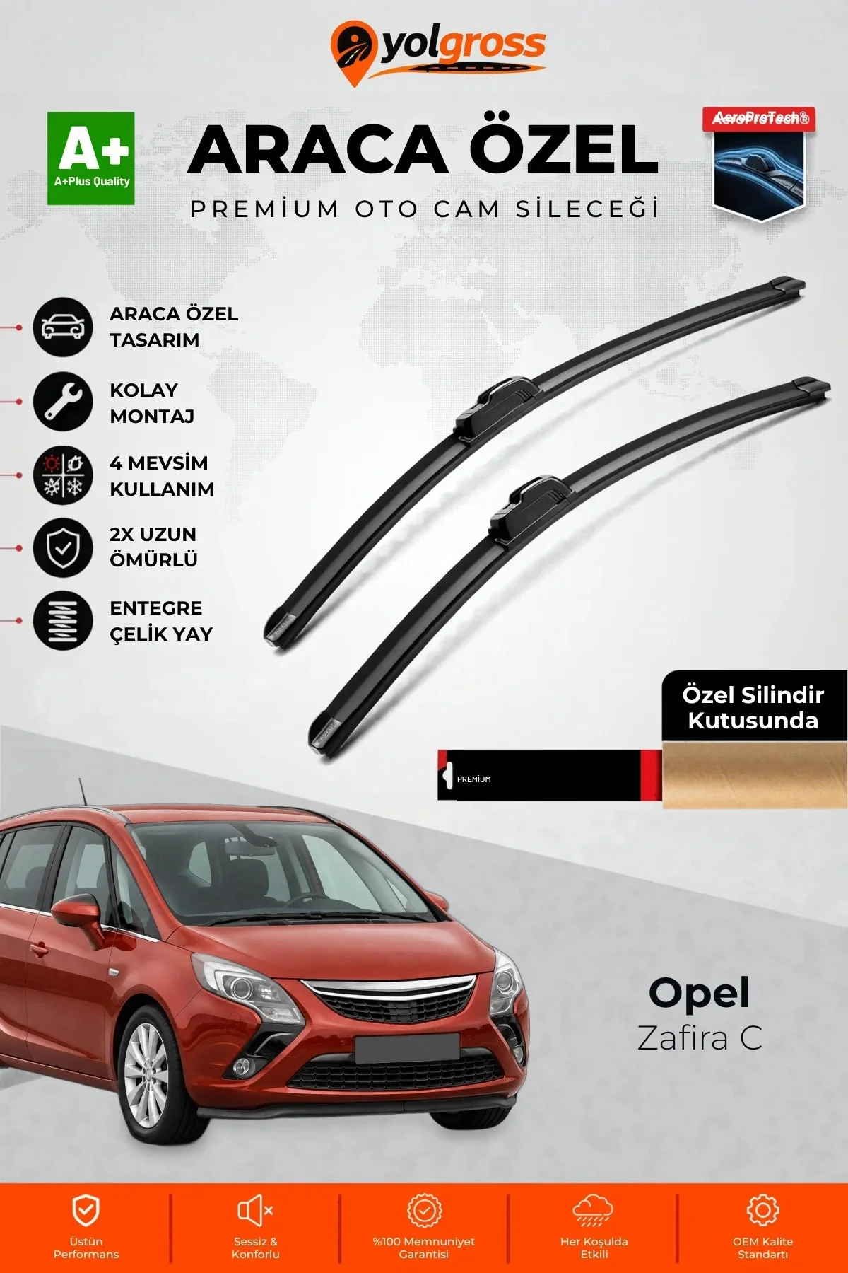 Opel Zafira C Ön Cam Silecek Seti 2012-2019 Premium Araca Özel 75-70 Cm A+ Kalite