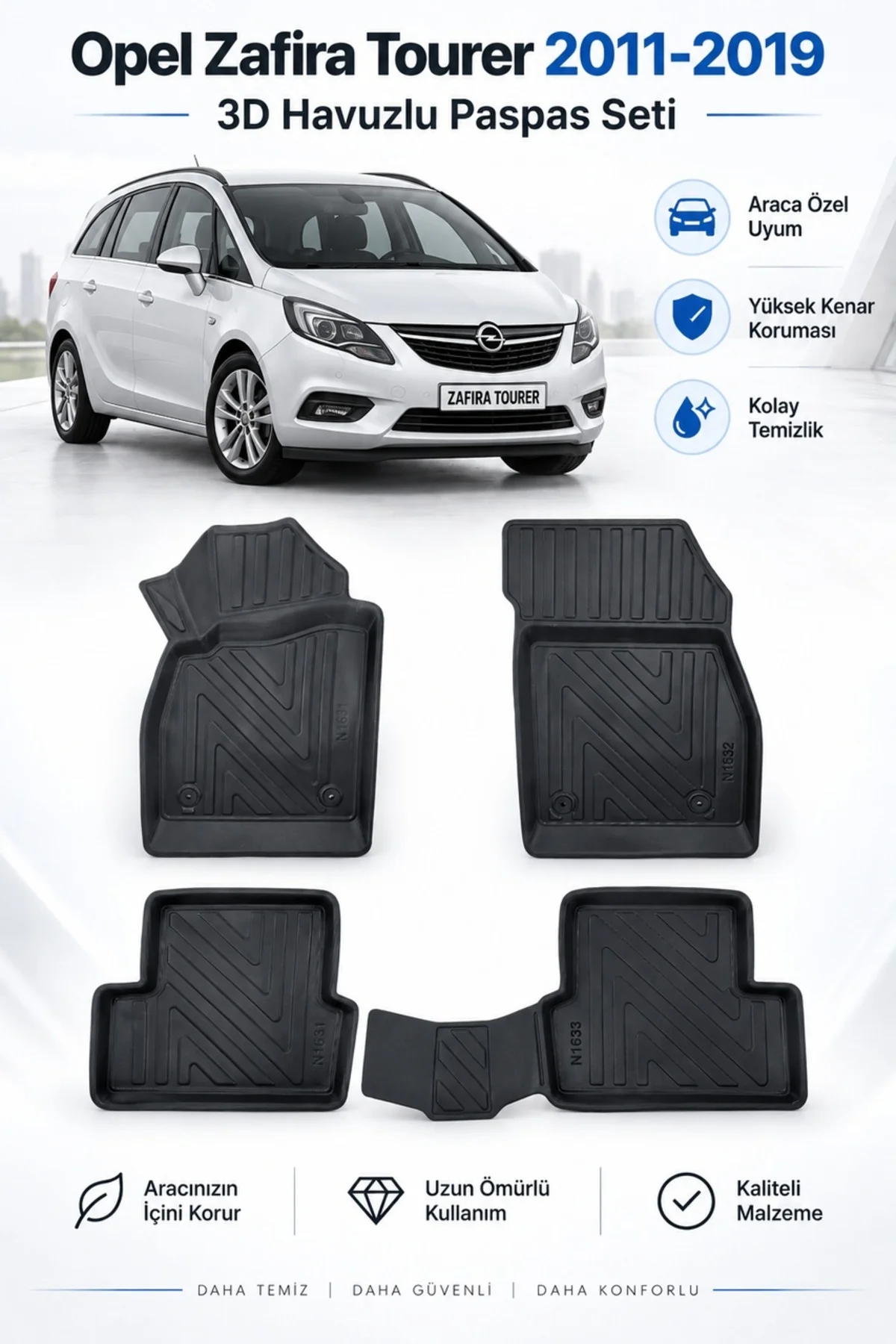 Opel Zafira C Tourer 2011-2019 Karbon Desenli Premium 3D Havuzlu Oto Paspas Opel Zafira C Tourer 2011-2019 Karbon Desenli Premium 3D Havuzlu Oto Paspas