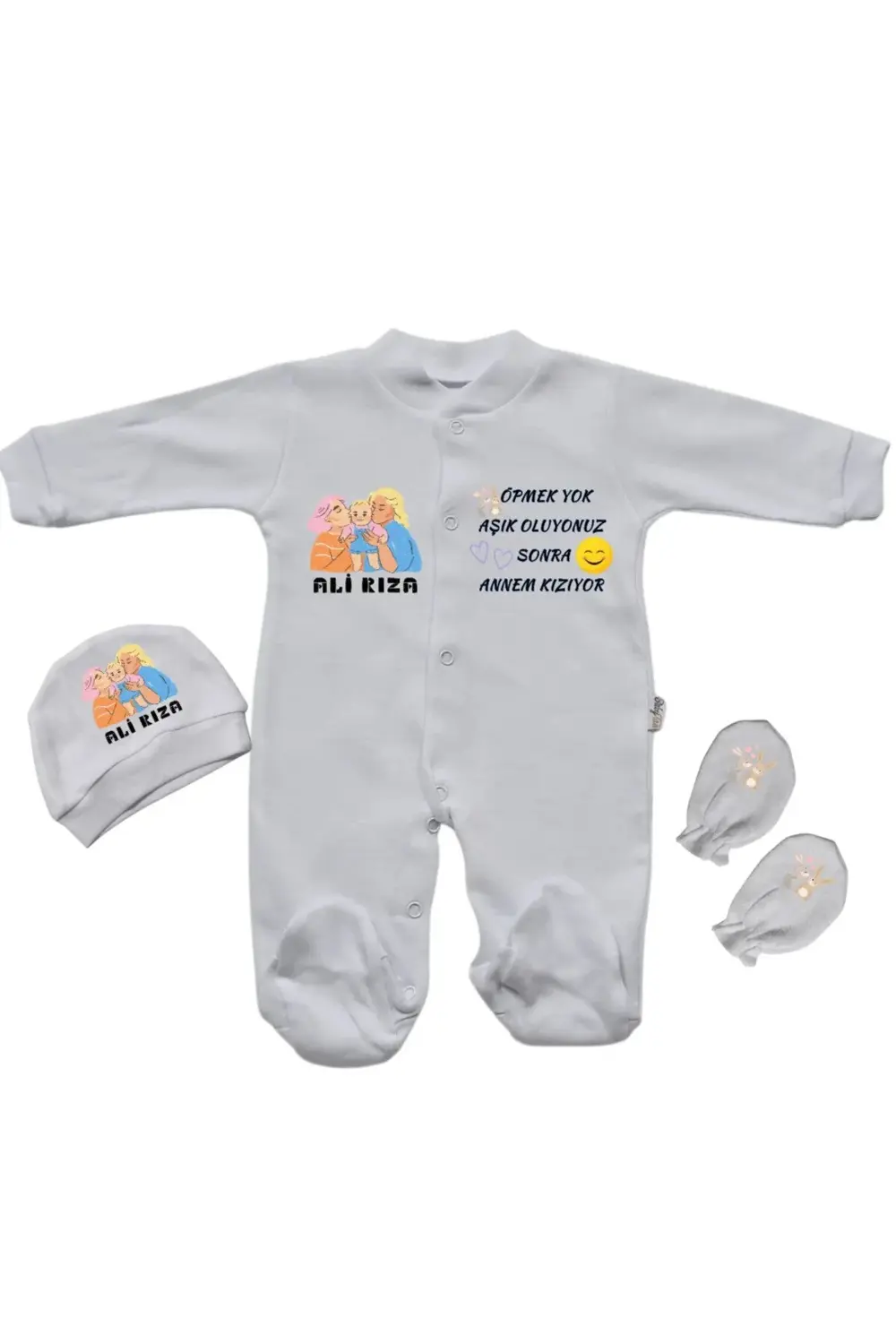 Öpmek Yok Aşık Oluyorsunuz sonra Yazılı Kişiye Özel Bebek Tulum