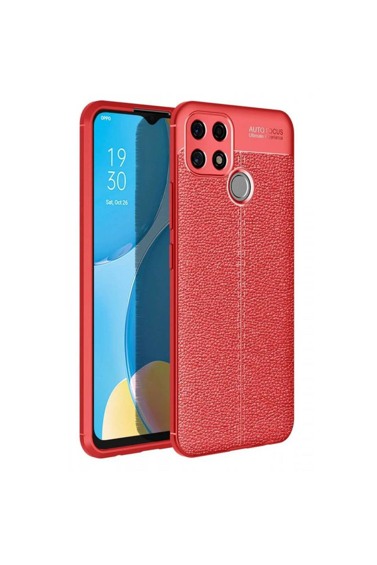 Oppo A15 Deri Görünümlü Silikon Kırmızı
