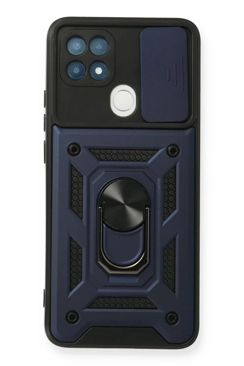 Oppo A15 Kılıf Pars Lens Yüzüklü Silikon - Lacivert Oppo A15 Kılıf Pars Lens Yüzüklü Silikon - Lacivert