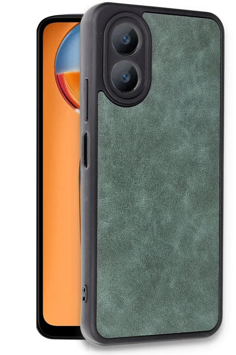 Oppo A38 Kılıf Aras Deri Kapak - Koyu Yeşil Oppo A38 Kılıf Aras Deri Kapak - Koyu Yeşil