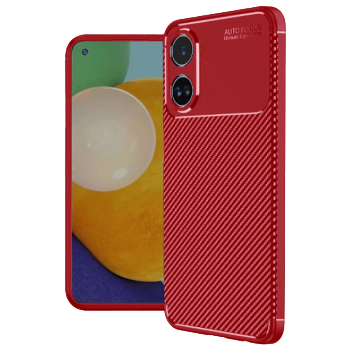 Oppo A38 Kılıf Auto Focus Karbon Kapak - Kırmızı Oppo A38 Kılıf Auto Focus Karbon Kapak - Kırmızı