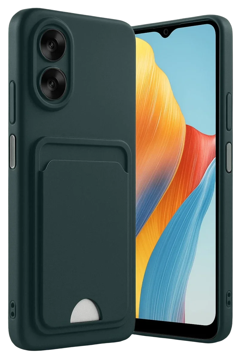 Oppo A38 Kılıf Kelvin Kartvizitli Silikon - Koyu Yeşil