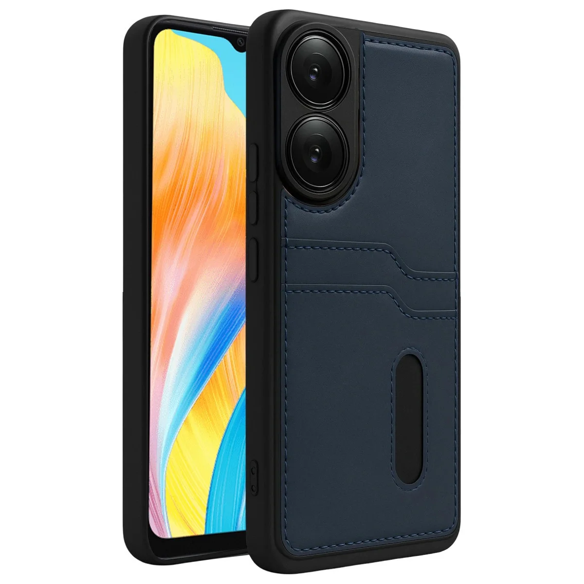 Oppo A38 Sara Kartvizitli Deri Kılıf - Lacivert Oppo A38 Sara Kartvizitli Deri Kılıf - Lacivert