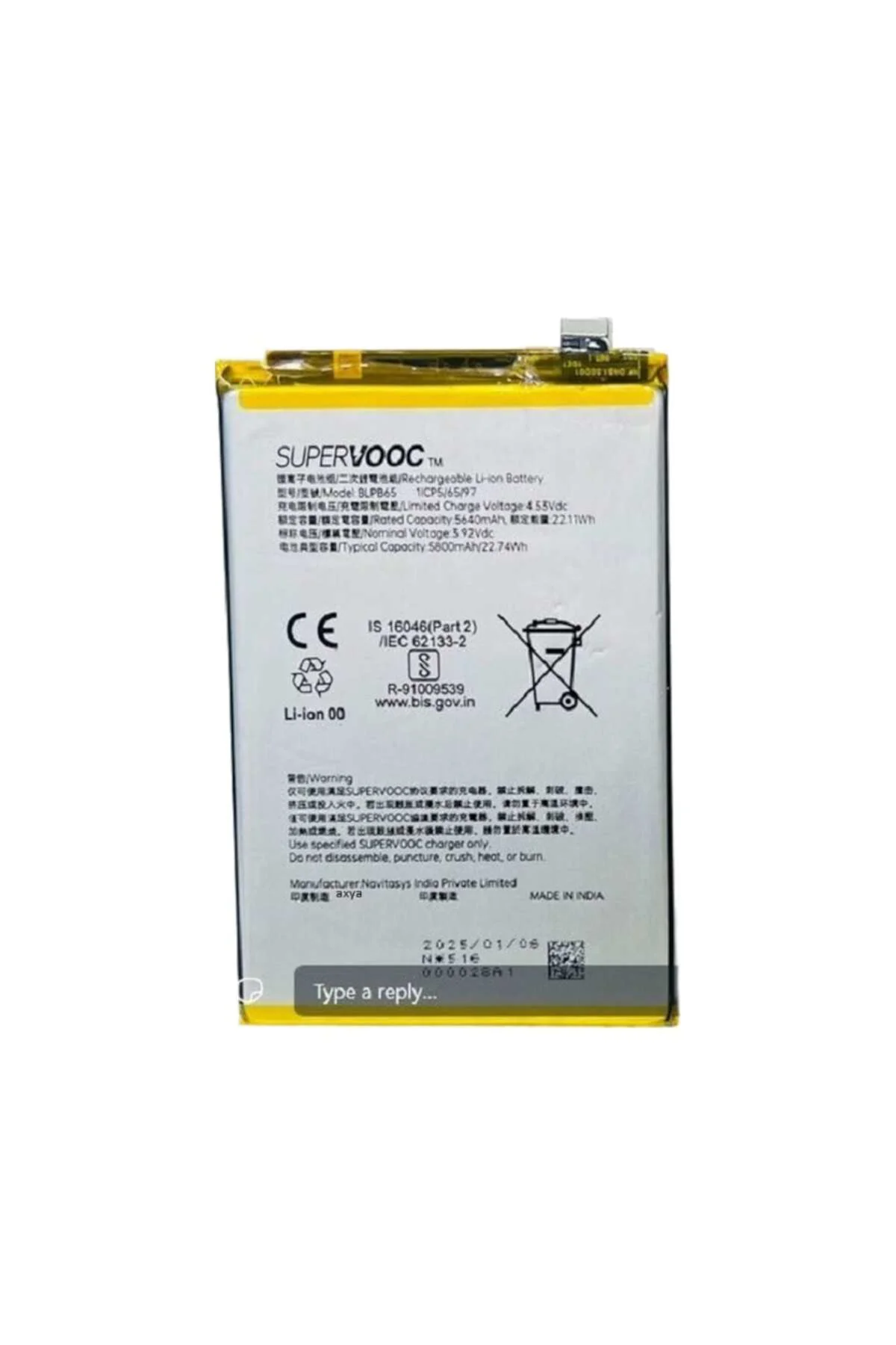 Oppo A5 Pro 5g Pil Batarya Blpb65 5800 Mah