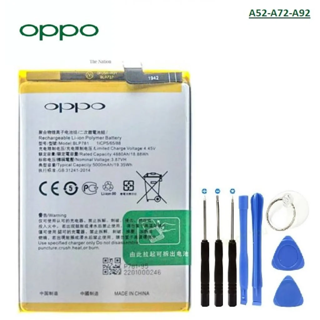 Oppo A52-A72-A92 Pil Batarya Blp781 + Tamir Seti Oppo A52-A72-A92 Pil Batarya Blp781 + Tamir Seti