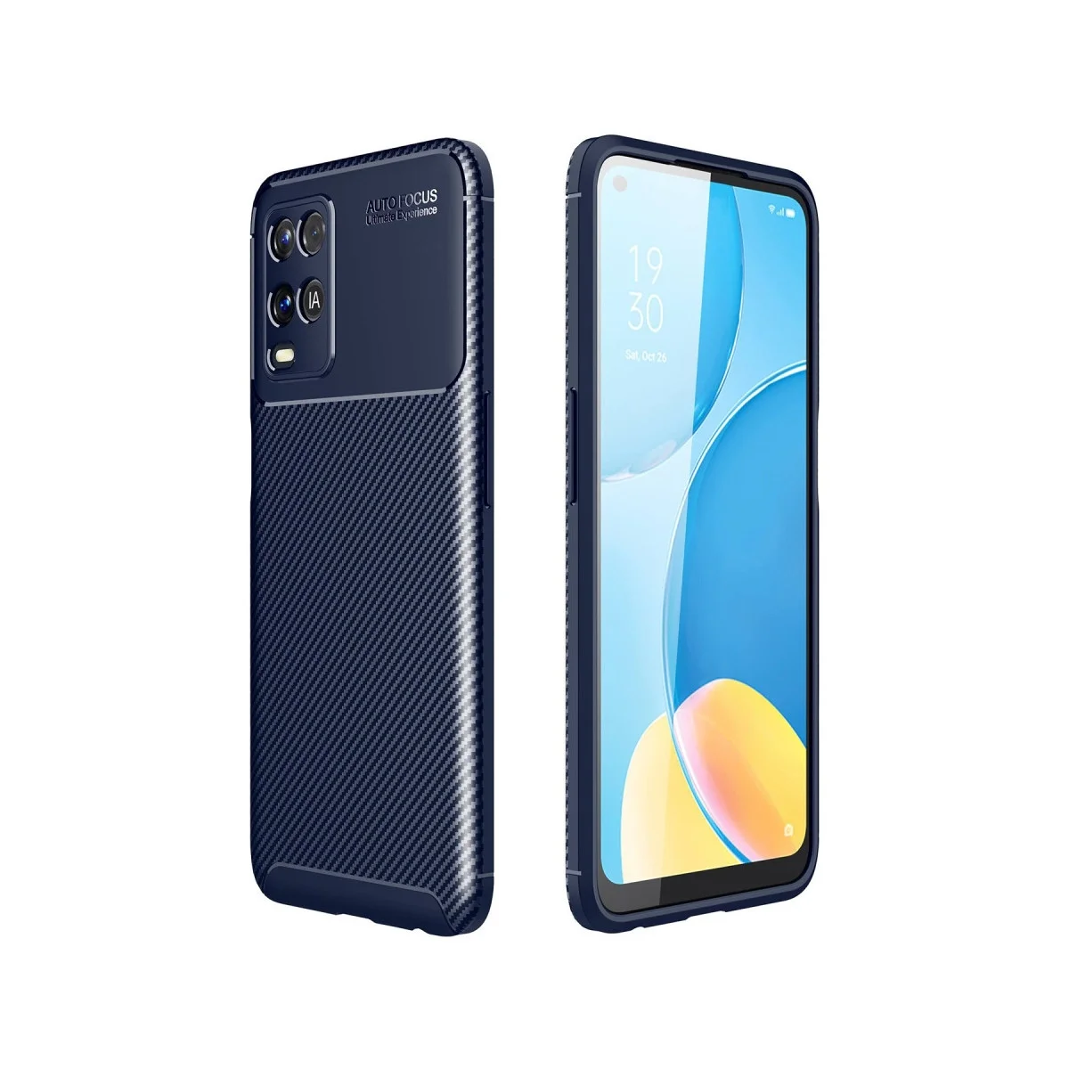 Oppo A54 4g Kılıf Auto Focus Karbon Kapak - Lacivert Oppo A54 4g Kılıf Auto Focus Karbon Kapak - Lacivert