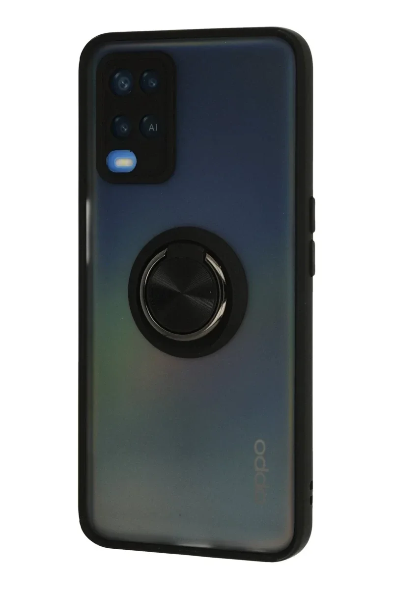 Oppo A54 4G Kılıf Montreal Yüzüklü Silikon Kapak - Siyah Oppo A54 4G Kılıf Montreal Yüzüklü Silikon Kapak - Siyah
