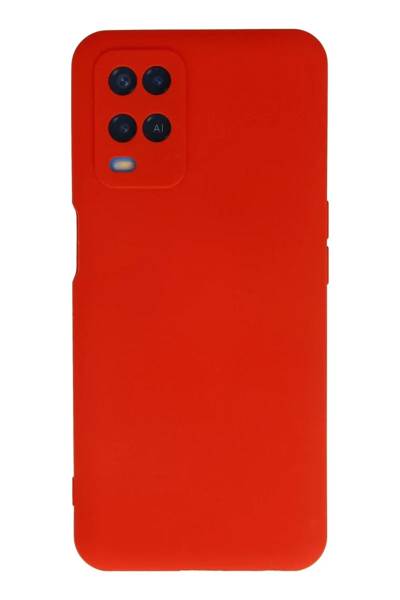 Oppo A54 4G Kılıf Nano içi Kadife Silikon - Kırmızı Oppo A54 4G Kılıf Nano içi Kadife Silikon - Kırmızı