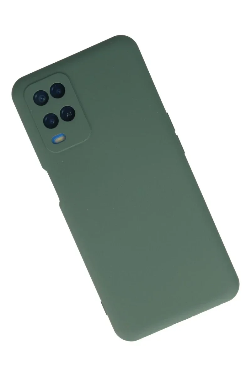 Oppo A54 4G Kılıf Nano içi Kadife Silikon - Koyu Yeşil