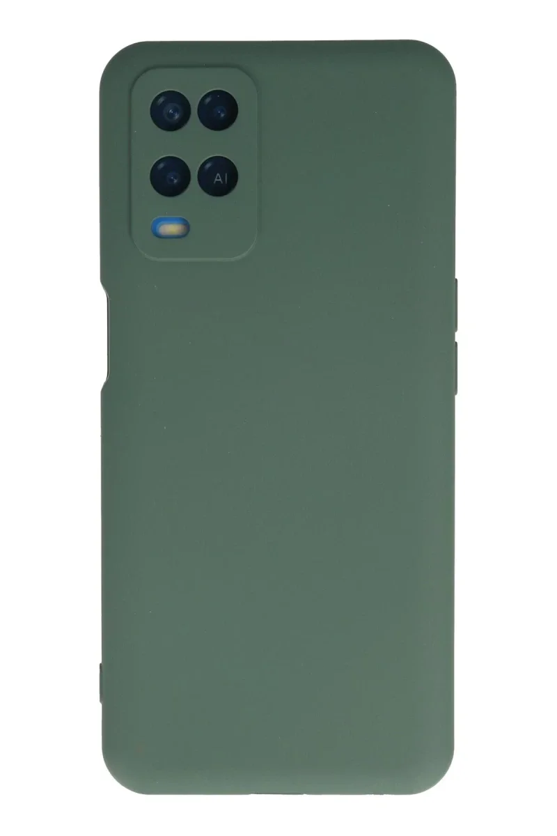 Oppo A54 4G Kılıf Nano içi Kadife Silikon - Koyu Yeşil