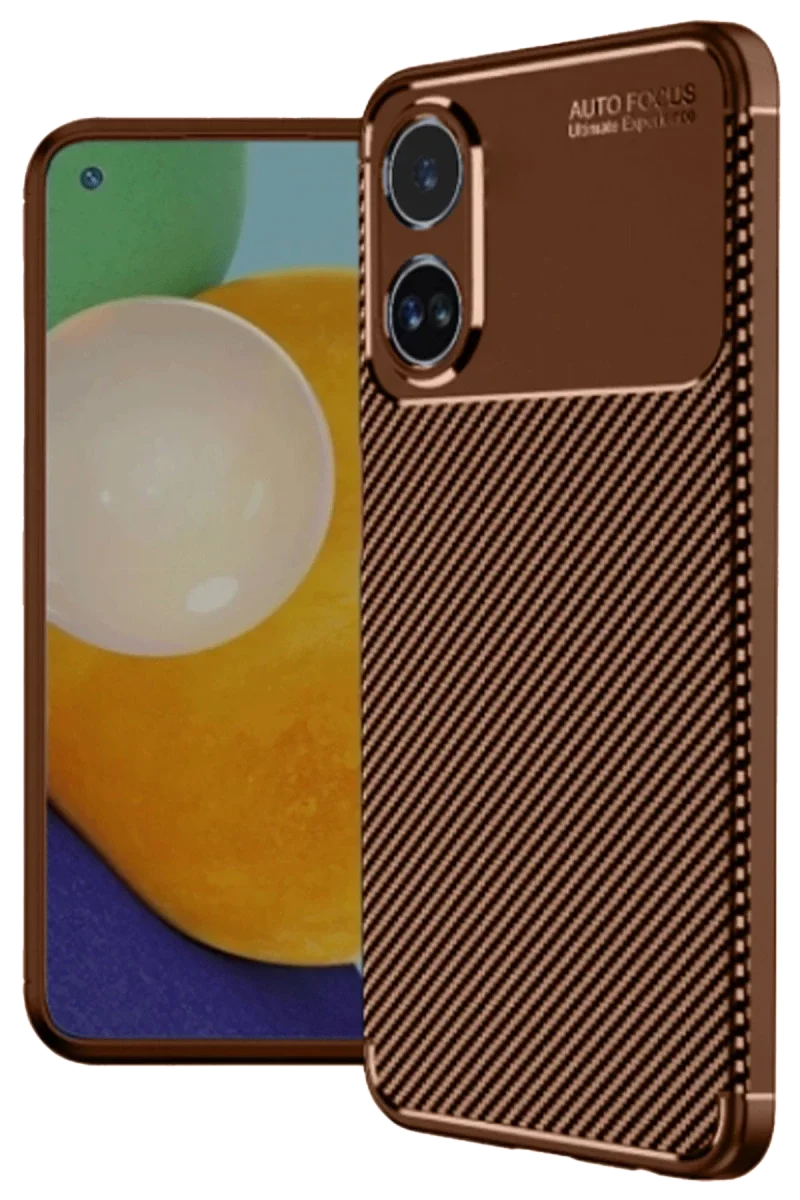 Oppo A60 Kılıf Auto Focus Karbon Kapak - Kahverengi Oppo A60 Kılıf Auto Focus Karbon Kapak - Kahverengi