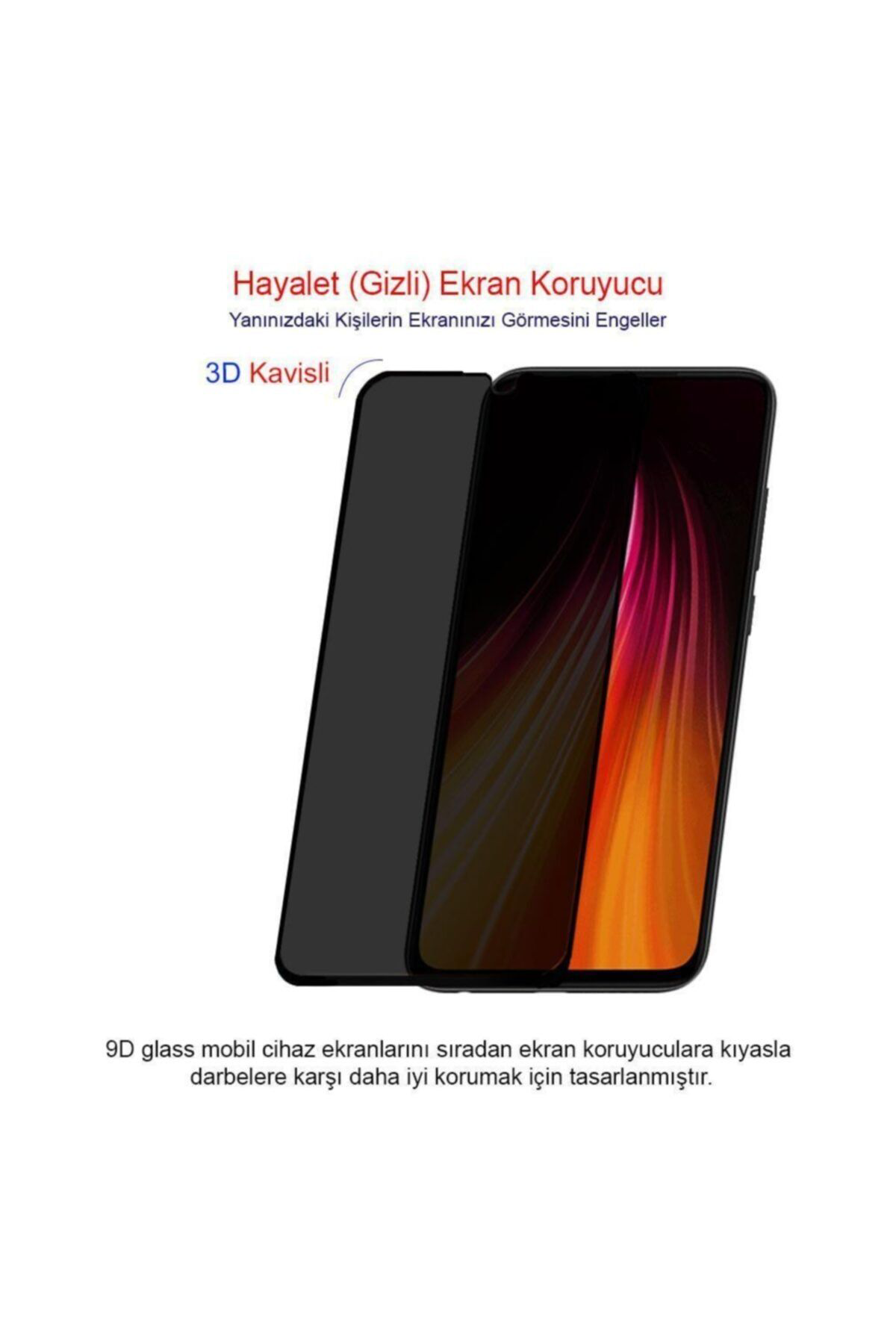 Oppo A9 2020 Siyah Gizlilik Filtreli Privacy Hayalet Ekran Koruyu