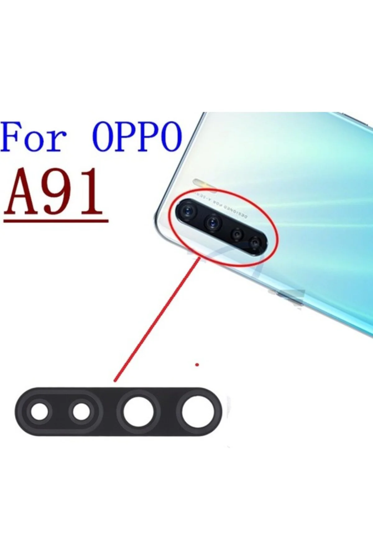 Oppo A91 Arka Kamera Camı Lens Yapışkanlı