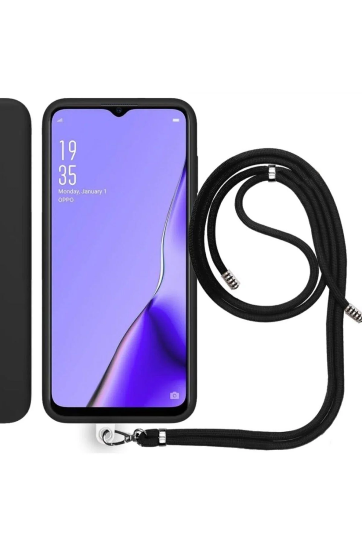 Oppo A92 İp Askılı Silikon Kılıf Siyah Oppo A92 İp Askılı Silikon Kılıf Siyah