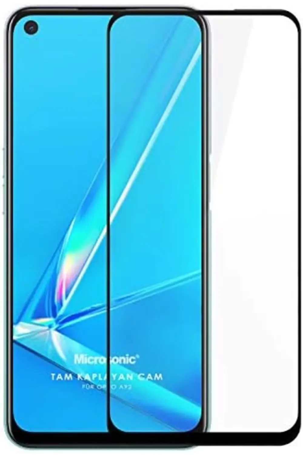 Oppo A92 Tam Kaplayan Temperli Cam Ekran Koruyucu Siyah 395519