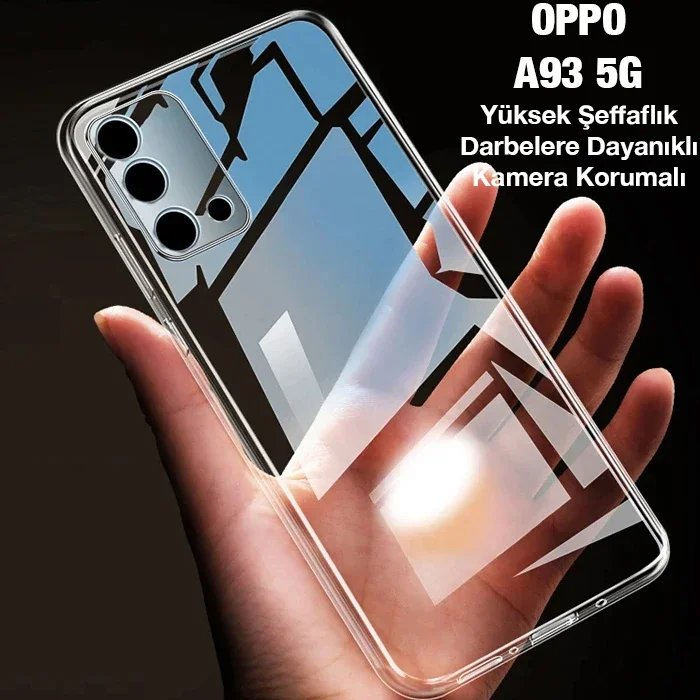 OPPO A93 5G Şeffaf Kamera Lens Korumalı Silikon Kılıf - Darbeye Dayanıklı