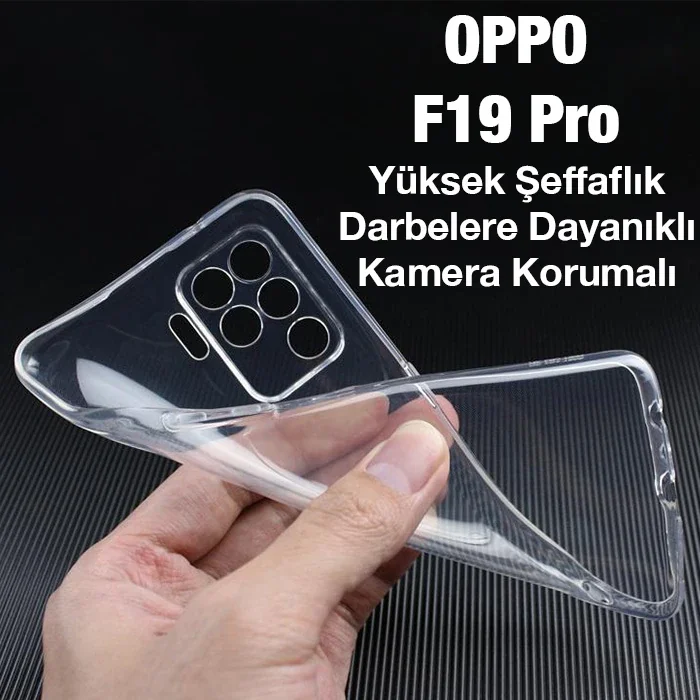 OPPO F19 Pro Kılıf Kamera Korumalı Ultra İnce Şeffaf Silikon - Darbe Emici