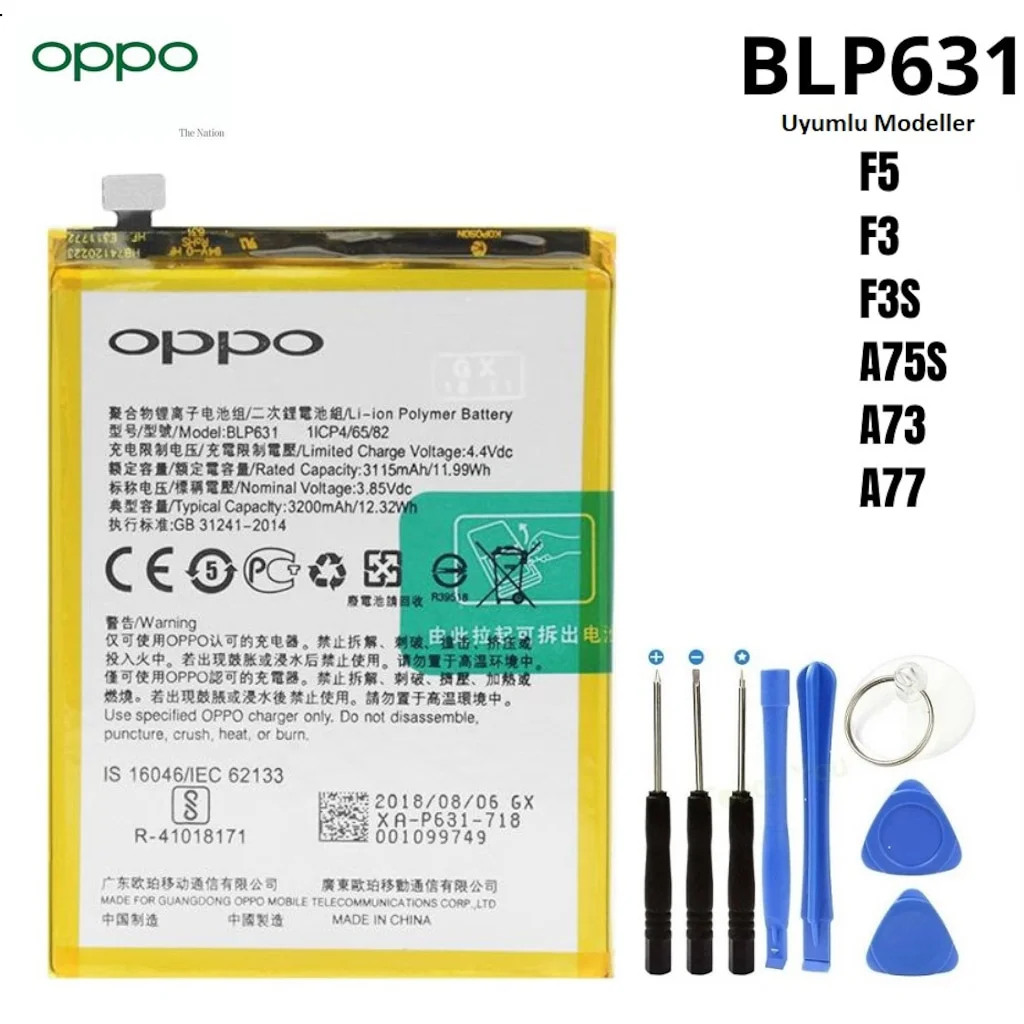 Oppo F3-F5 Pil Batarya Blp631 + Tamir Seti Oppo F3-F5 Pil Batarya Blp631 + Tamir Seti