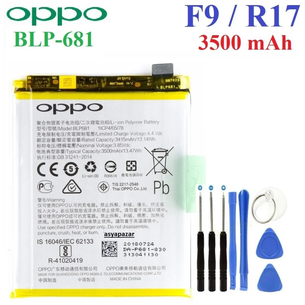 Oppo F9 / R17 Pil Batarya Blp681 + Tamir Seti Oppo F9 / R17 Pil Batarya Blp681 + Tamir Seti