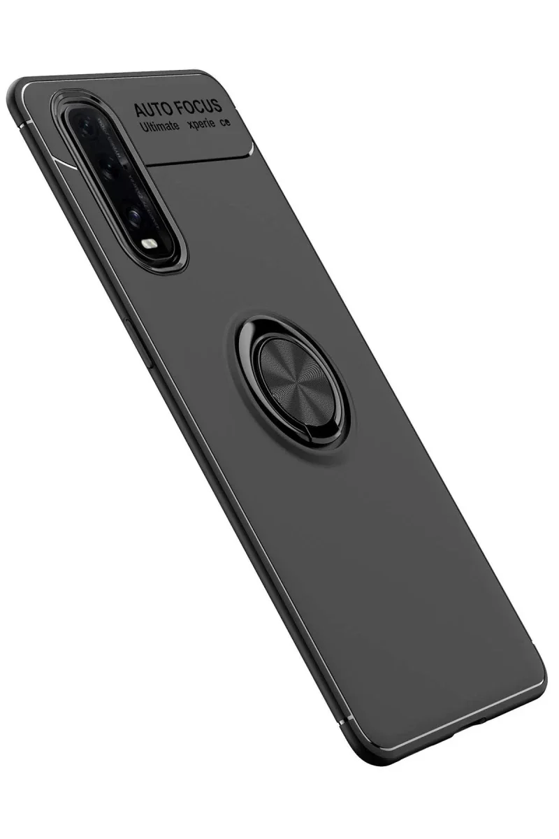 Oppo Find X2 Kılıf Range Yüzüklü Silikon - Siyah