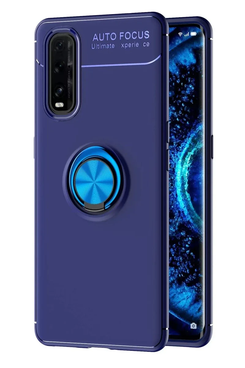 Oppo Find X2 Kılıf Range Yüzüklü Silikon - Mavi Oppo Find X2 Kılıf Range Yüzüklü Silikon - Mavi