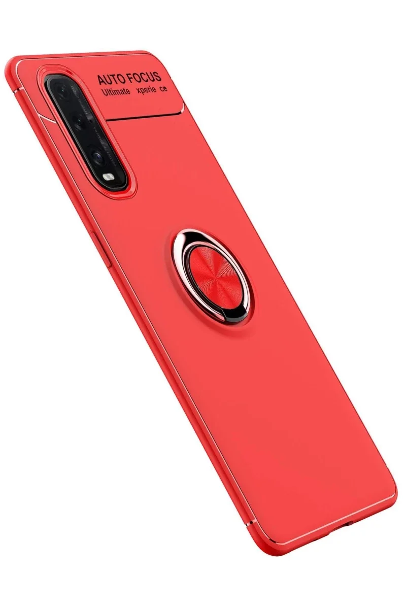 Oppo Find X2 Kılıf Range Yüzüklü Silikon - Kırmızı