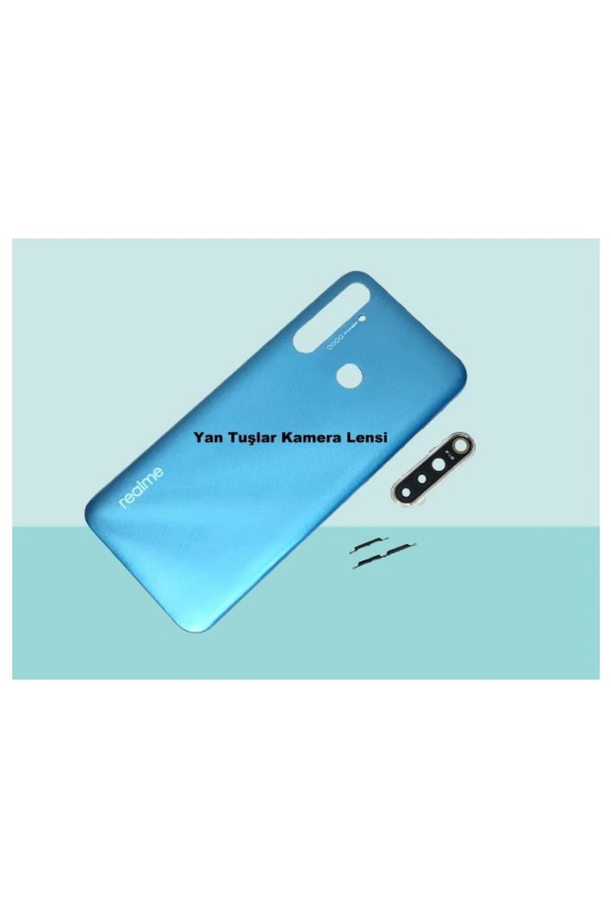 Oppo Realme 5i Uyumlu Full Kasa Arka Kapak Batarya Kapağı Mavi