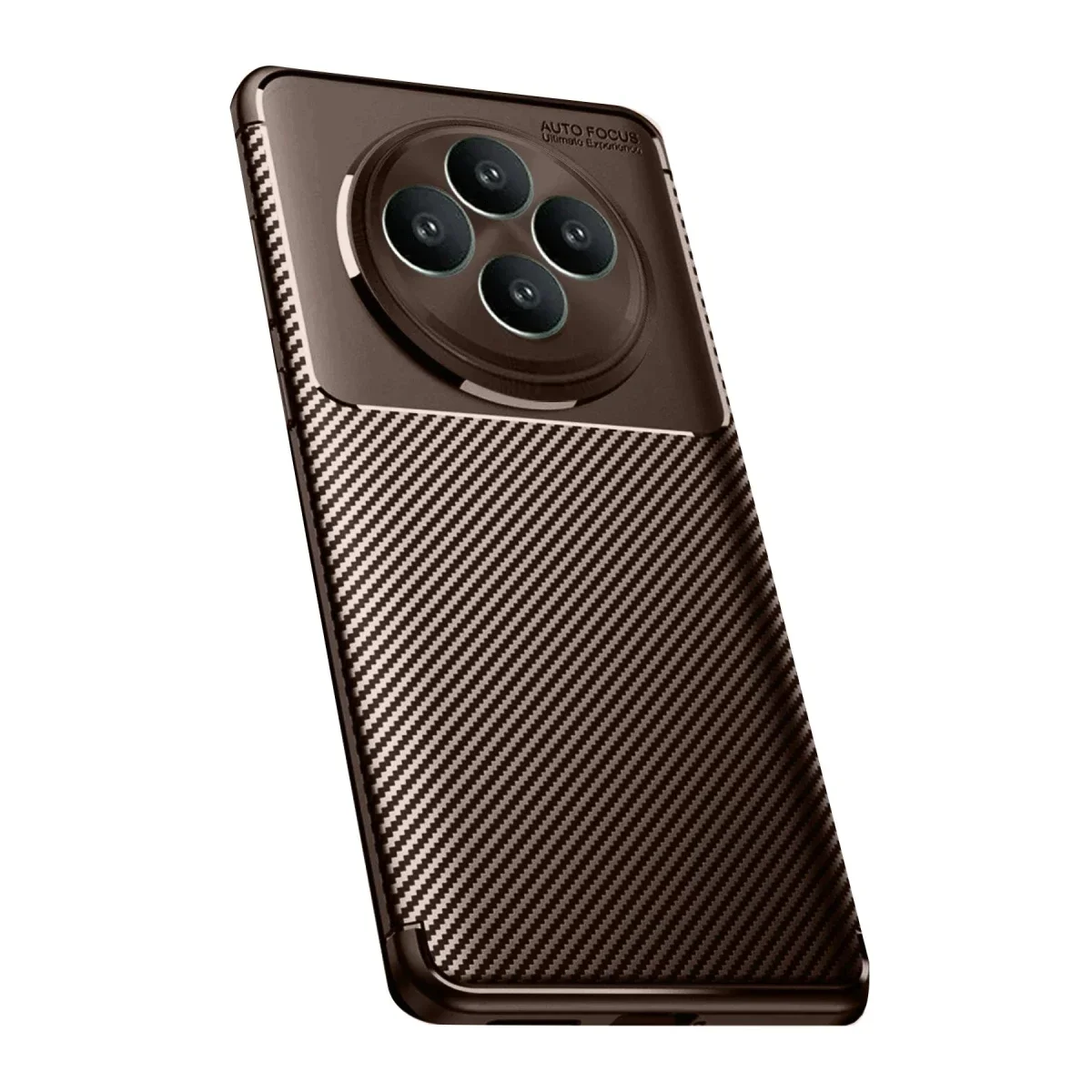 Oppo Reno 11 FS Kılıf Auto Focus Karbon Kapak - Kahverengi