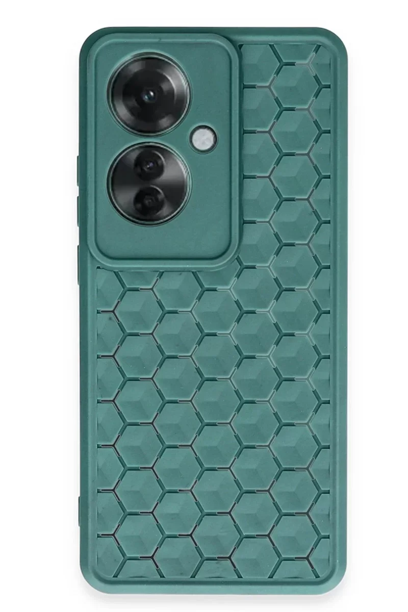 Oppo Reno 11F Kılıf Petek Silikon Kapak - Koyu Yeşil