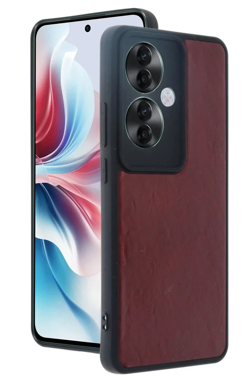 Oppo Reno 11F Kılıf Aras Deri Kapak - Bordo Oppo Reno 11F Kılıf Aras Deri Kapak - Bordo